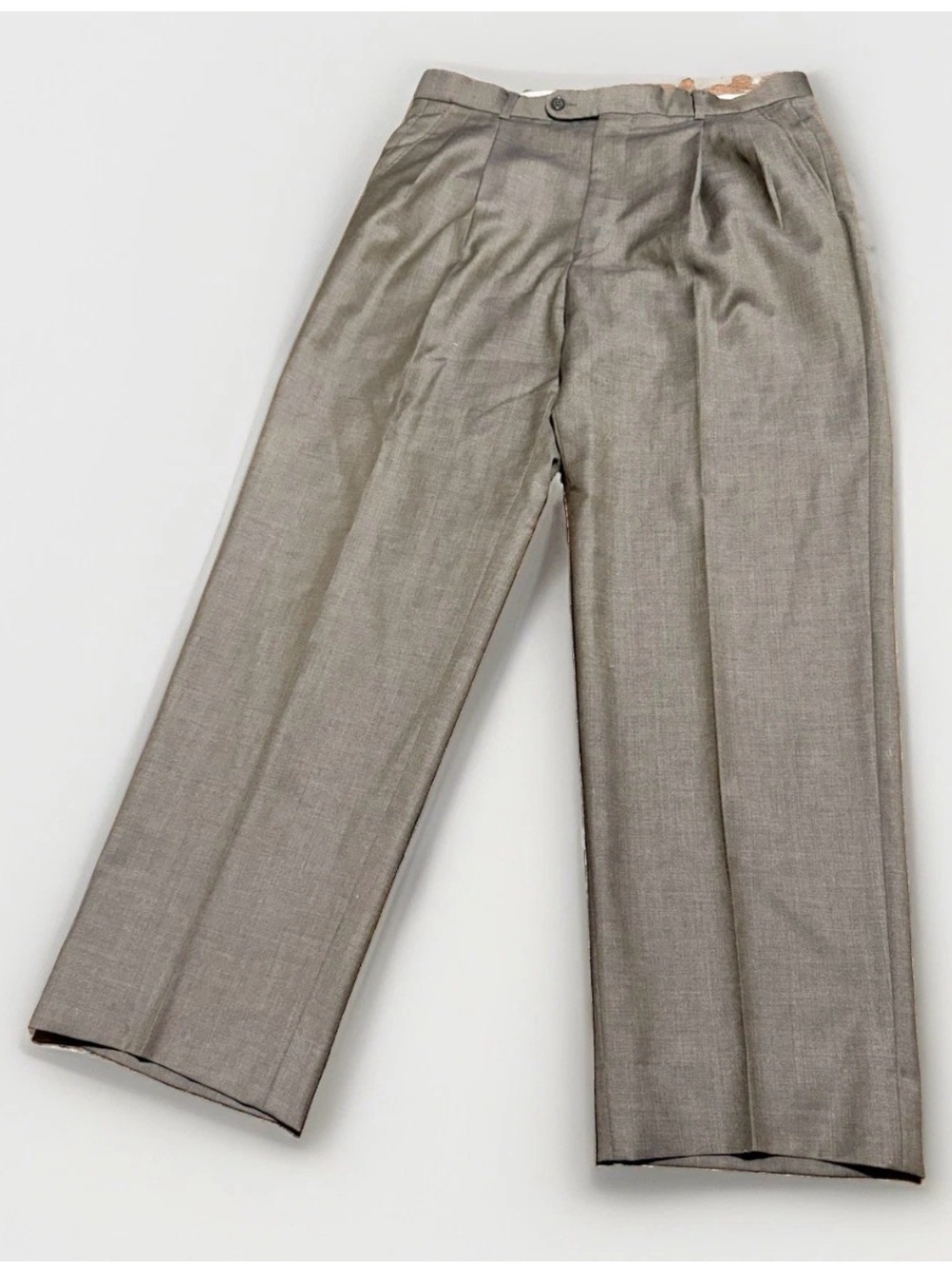 Arnold Brant Cashmere Wool Pleated Trousers Wide Leg Dress Pants Brown 34R